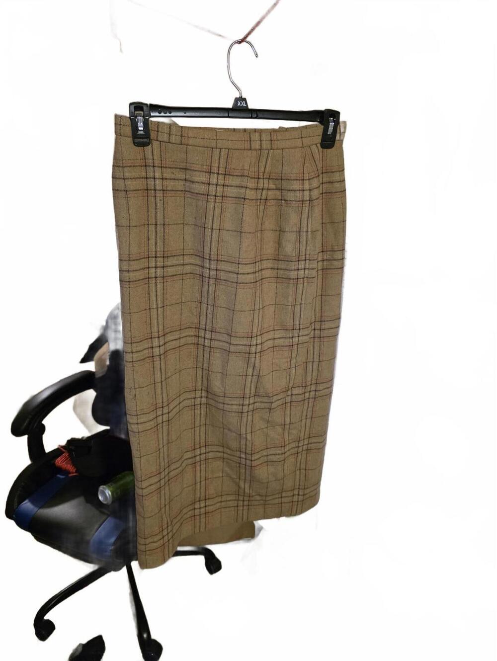 Vtg 1970's Pendleton Women's Brown Plaid Wool Skirt Size 12
